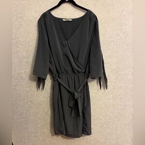 Old Navy faux wrap dark gray/sage green dress